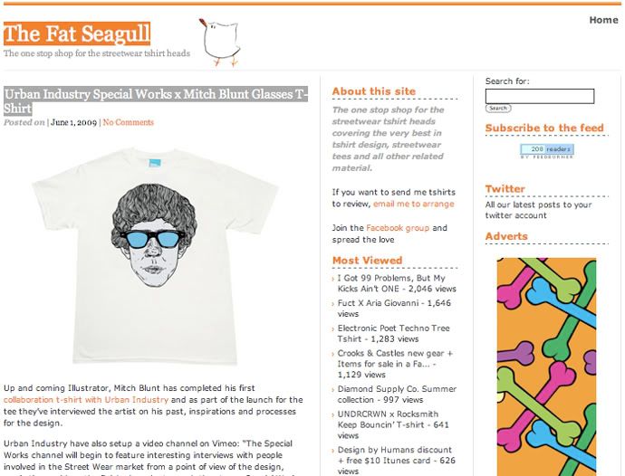 Fat Seagull, Urban Industry, Urban Industry Special Works Mitch Blunt Glasses T-Shirt Fat Seagull, Urban Industry, Urban Industry Special Works Mitch Blunt Glasses T-Shirt