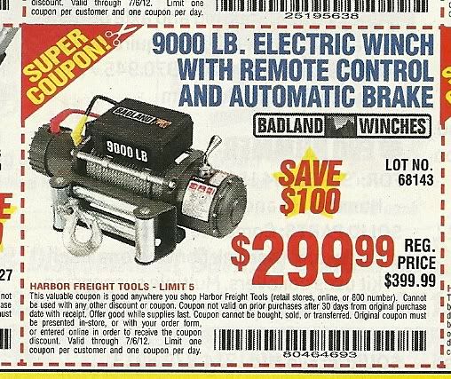 Harbor freight winch coupons
