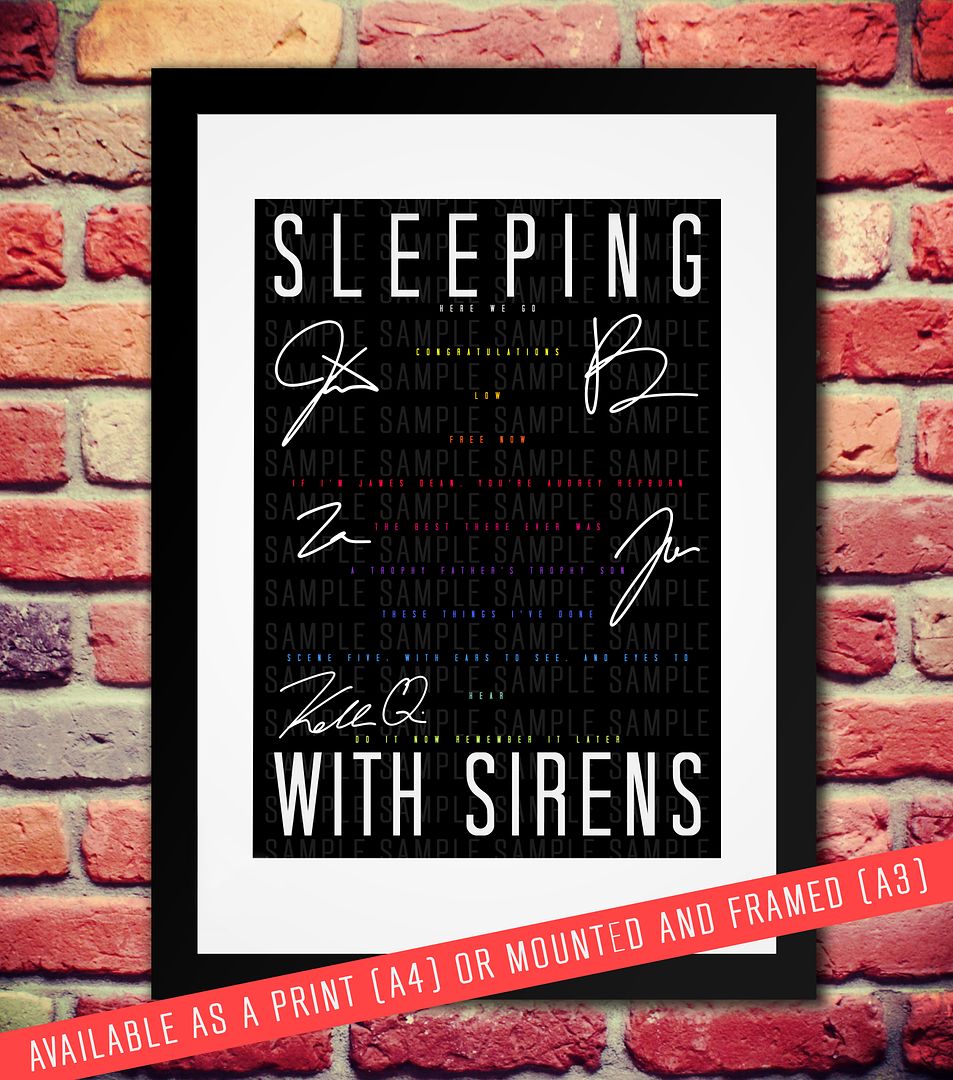 SLEEPING WITH SIRENS SIGNED AUTOGRAPH PRINT PHOTO POSTER GIG TICKETS
