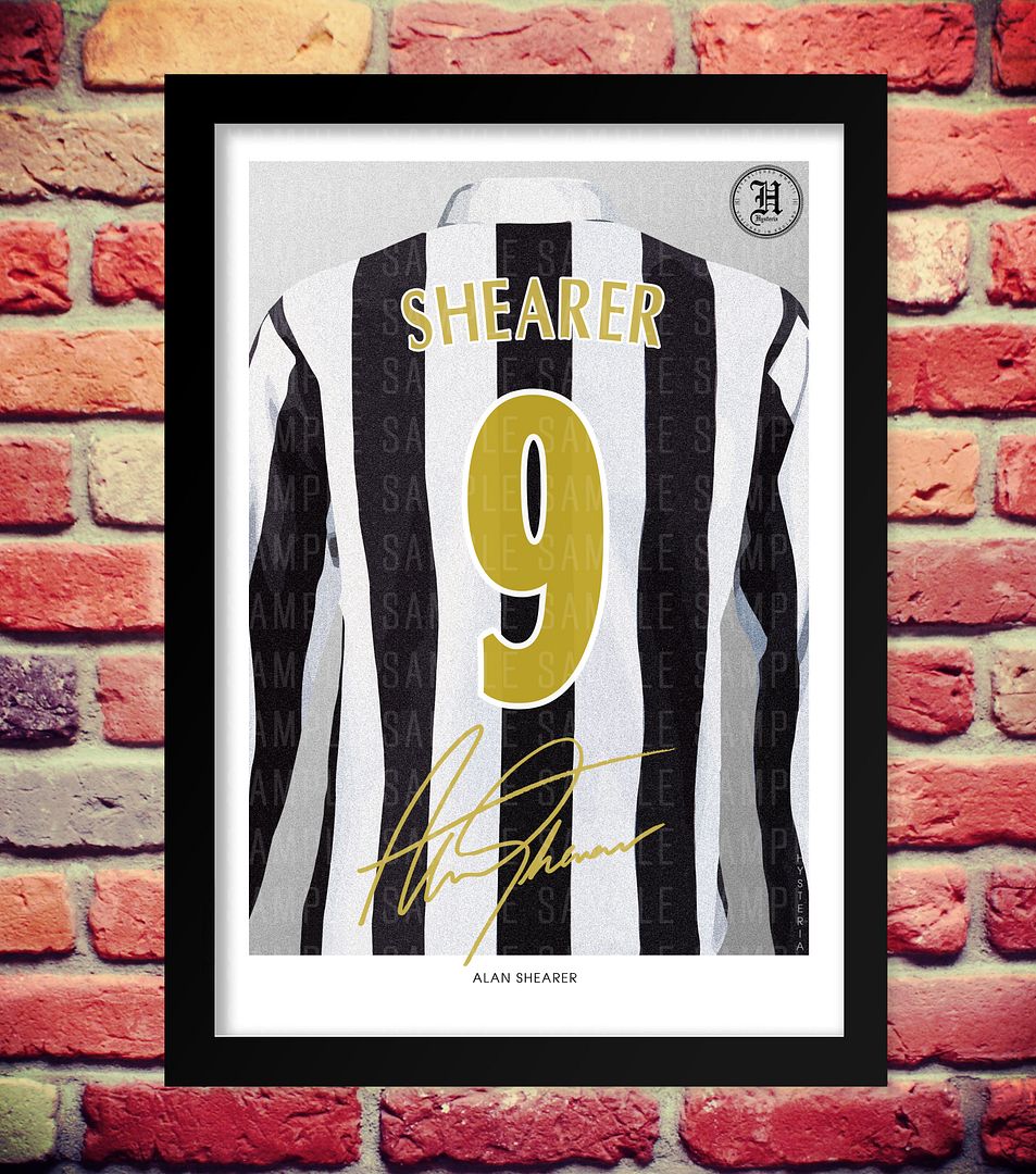 ALAN SHEARER NEWCASTLE UNITED SIGNED AUTOGRAPH PRINT SHIRT JERSEY PHOTO POSTER