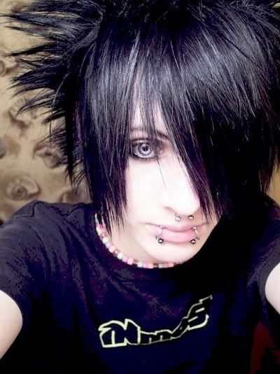 emo guys with black hair and blue eyes. You turn to find a guy with