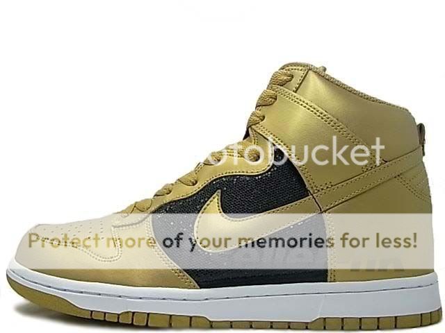 NIKE WMNS DUNK HIGH 08 BLING PACK METALLIC GOLD BLACK 325203 771 US 6 