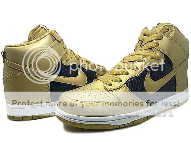 NIKE WMNS DUNK HIGH 08 BLING PACK METALLIC GOLD BLACK 325203 771 US 6 