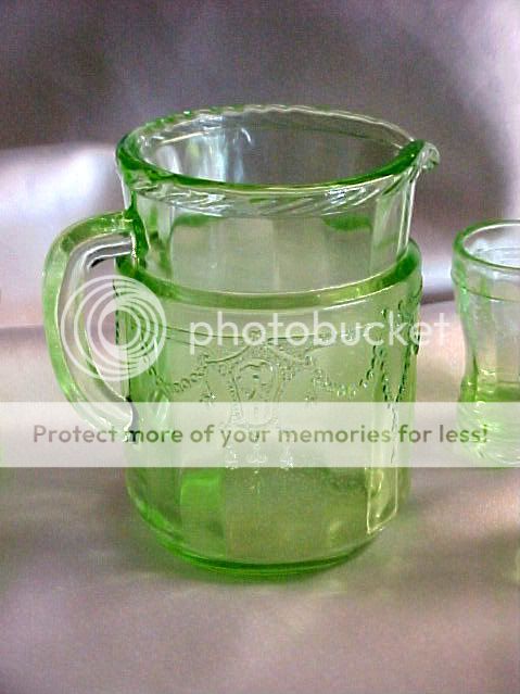 Mosser Glass Cameo Jennifer Green Mini Pitcher Tumblers  